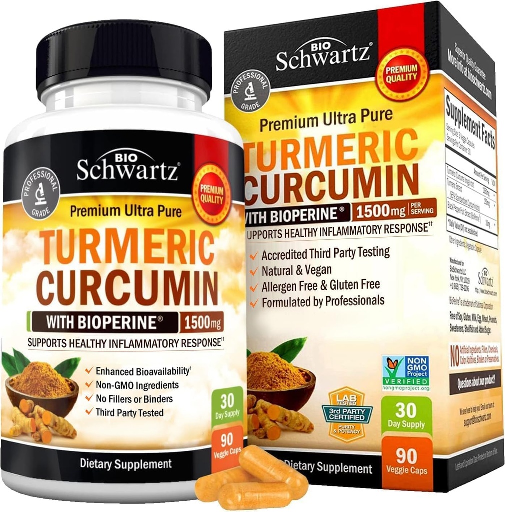BioSchwartz Gurkemeje 1500 og Sambucus Elderberry med zink og C-vitamin