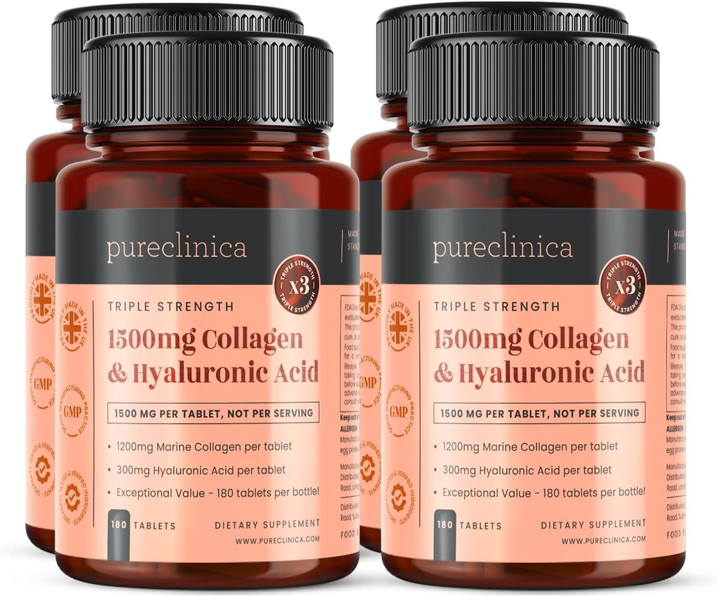 pureclinica Triple Strength Marine Collagen & Hyaluronic Acid - 1500mg per tablet