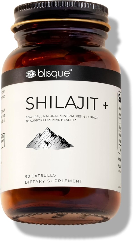 Blisque - Pure Himalayan Organic Shilajit Resin Uddrag Kapsler 124; Autentiske og naturlige Kapsler 124; Golden Grade A
