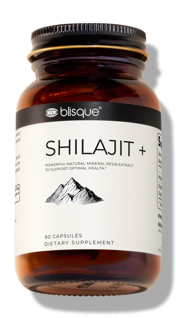 Blisque - Pure Himalayan Organic Shilajit Resin Uddrag Kapsler 124; Autentiske og naturlige Kapsler 124; Golden Grade A
