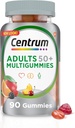 Centrum MultiGummies Gummy Multivitamin til voksne 50 Plus, Multivitamin / Multimineral Supplement med Calcium, Zink og Vitamin B og D, Assorted Fruit Flavor - 90 Greve