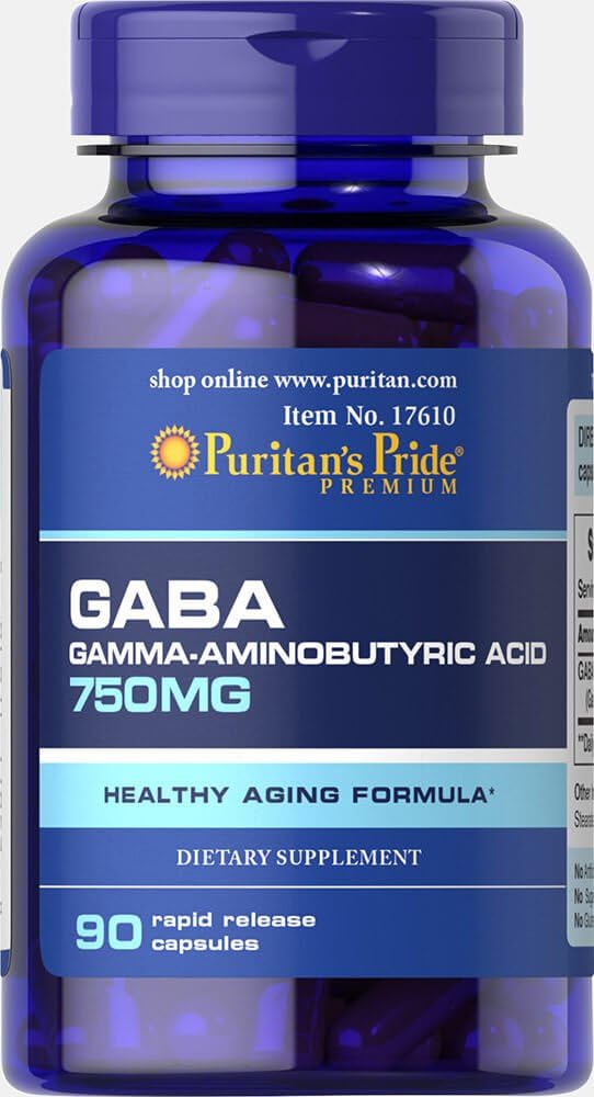 Puritans Pride Gaba Gamma Aminosmørsyre 750 Mg Kapsler, 90 Greve