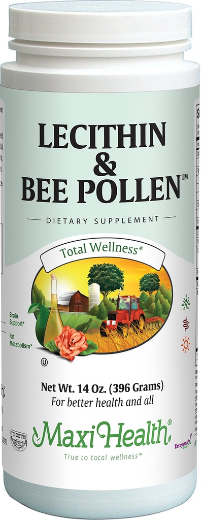 Maxi Health Lecithin & Bee Pollen - Brain, Energi og fordøjelsesstøtte - 14 Oz Powder - Kosher