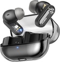 TOZO Crystal Pods Hybrid Aktiv Støj Annullering Trådløse Earbudons, 10mm drivere Deep Bass Stereo Sound, 4 Mics Smart ENC AI opkald, 32 EQ via App, Bluetooth 5.4 Hovedtelefoner, Crystal Case Design
