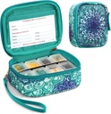 FINPAC Pill Arrangører, 8 Compartments Travel Pill Case for Weekly 7 dages Medication Care, Compact & Cute Medicine Vitamin Dispenser og Indehavere (Emerald Illusions)