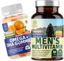 Nummer et ernæring N1N Premium Mænd Daglige Multivitamin [Vitaminer A C E D, Magnesium, Zink] og Omega 3 6 9 + DHA Gummies [Vegan, Plant- baseret], 2 Pack Bundle