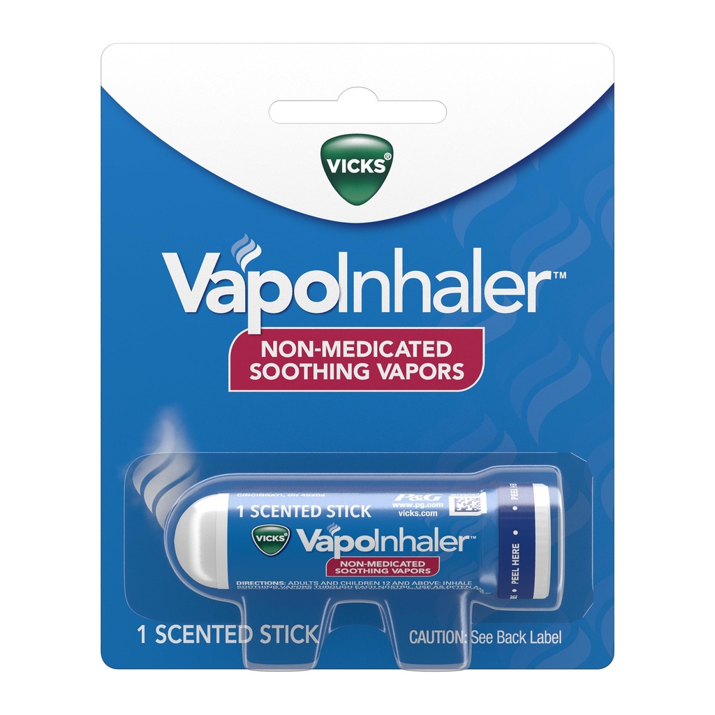 Vicks VapoInhaler, Portable Nasal Inhaler, Non- Medicated, Lindrende dampe, Menthol Duft, 1 Greve