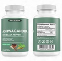 Naturens Smell Organic Ashwagandha Kosttilskud med Black Pepper Extract - 1300mg Pure Ashwagandha Extract - Energistøtte - Non-GMO, Gluten- Free, Vegan - 60 Kapsler