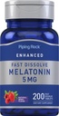 Piping Rock Melatonin 5mg | 200 Fast Dissolve Tablets | Berry Flavor | Adult Supplement | Vegetarian, Non-GMO, Gluten Free Formula