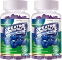 Creatin monohydrat Gummies Complex for mænd & kvinder -Advanced Formel W / L- Taurine + vitamin B12, Sukker Free Chewable Supplement, 180 Blueberry Gummies 2pack