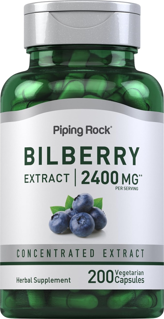 Piping Rock Bilberry Extract Kapsler 2400mg • 124; 200 piller • 124; Urteekstrakt • 124; Vegetar, Non- GMO, Gluten Free