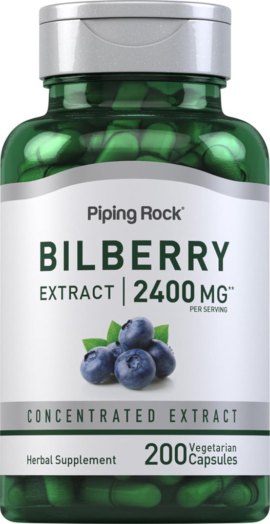 Piping Rock Bilberry Extract Kapsler 2400mg • 124; 200 piller • 124; Urteekstrakt • 124; Vegetar, Non- GMO, Gluten Free