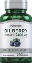 Piping Rock Bilberry Extract Kapsler 2400mg • 124; 200 piller • 124; Urteekstrakt • 124; Vegetar, Non- GMO, Gluten Free