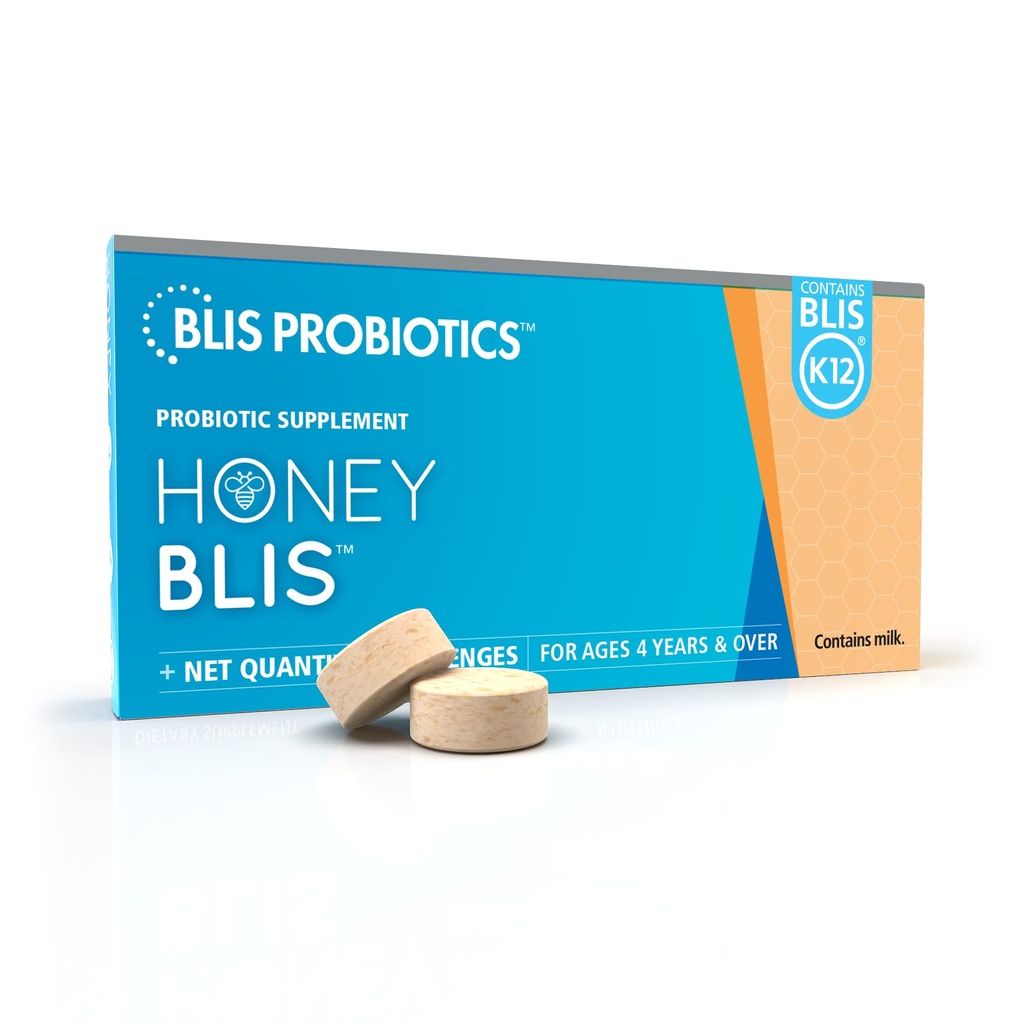 BLIS HoneyBlis Oral probiotisk hals Lozenges - Manuka Honey, K12, immunforsvar - 16 Lozenges