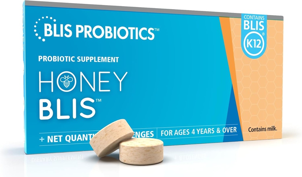 BLIS HoneyBlis Oral probiotisk hals Lozenges - Manuka Honey, K12, immunforsvar - 16 Lozenges