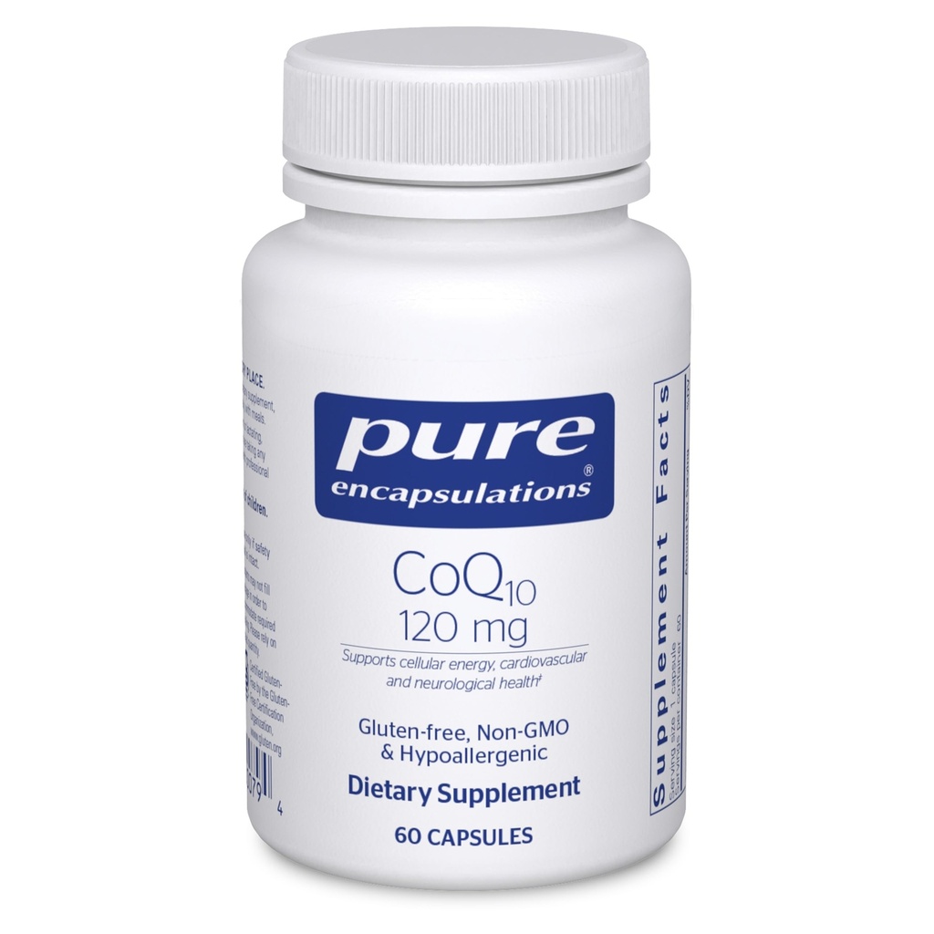Pure indkapslinger CoQ10 120 mg - Coenzym Q10 supplement til hjertesundhed, energi, antioxidanter, hjerne og hukommelse - cellular sundhed, kognition og cardiovaskulær støtte * - 60 kapsler