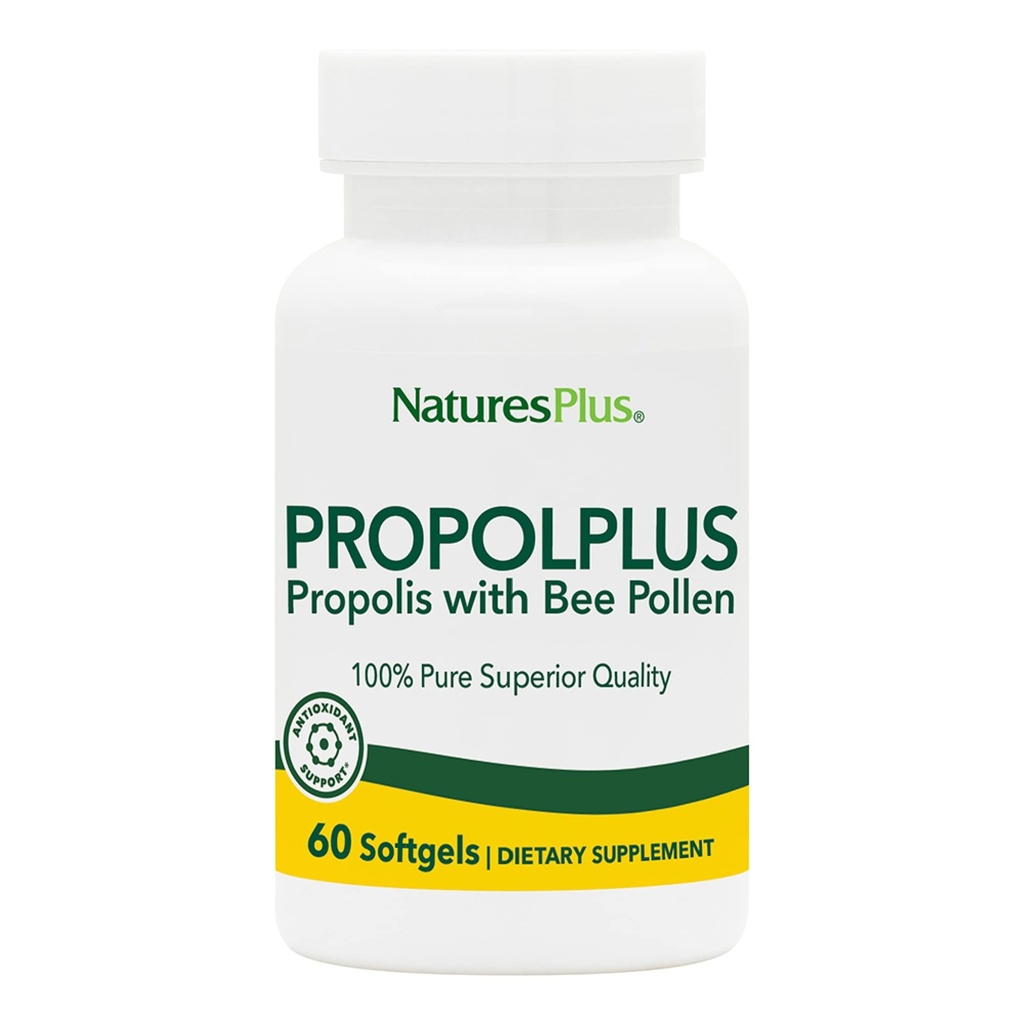NaturePlus Propolplus - 180 mg, 60 Softgels - Quality Bee Propolis Supplement med Bee Pollen - 60 Servering