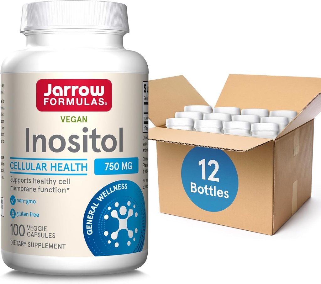 Jarrow Formulas Inositol 750 mg, Kosttilskud, Leverstøtte til cellular sundhed og generel wellness, 100 Veggie kapsler, Op til en 100 dages forsyning (Pack OF12)
