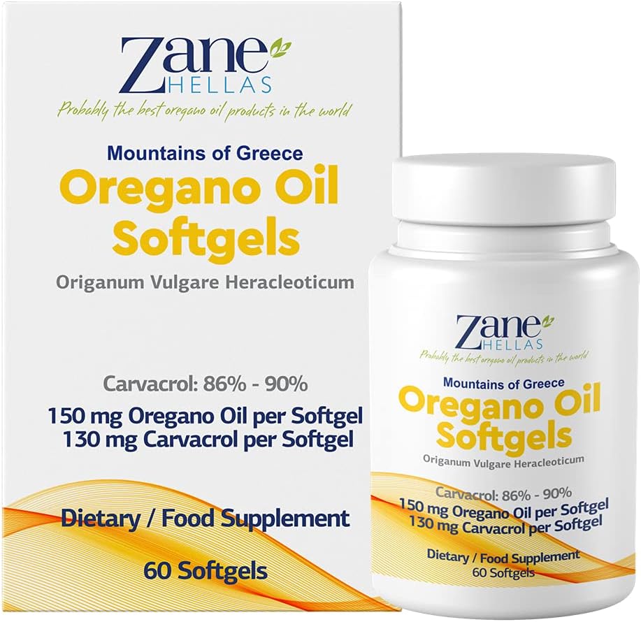 130 mg Carvacrol - 150 mg Oregano Oil pr. Verdens højeste koncentration Oregano Oil Capsule. Zane Hellas Oregano Oil. Softgel indeholder 30% græsk Essential Oil of Oregano. 120 Softgels.
