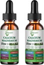 Calcium Magnesium Zinkflydende dråber, flydende Magnesium Glycinat 500mg Calcium 1000mg med vitamin D3, K2, B6, B12, Coq10,6X Stærkere end gummies kapsler (2 Pack)