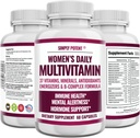 Multivitamin til kvinder, 37 Multi Vitamin med mineraler, Vitamin A C D E, Biotin, B12, Folate, Zink, Magnesium, Calcium, Grøn te til hår, hud, negle, energi, immunforsvar og hormon Support, 60 kapsler