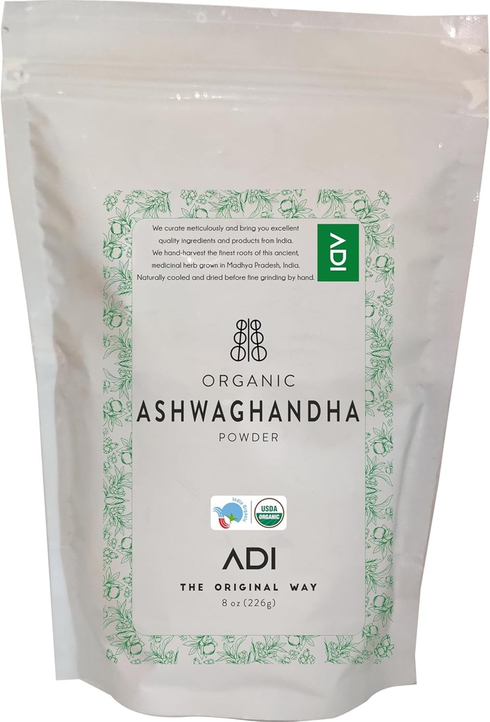 ADI USDA Certified Organic Ashwagandha Powder - 8oz