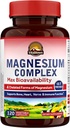 Vitalitown Magnesium Complex Supplement 500mg - NSF Certified Magnesium Glycinat, Malat, Taurat & Citrate - Chelated High Absorption & Gentle on Mave - Vegan Non- GMO 120 Kapsler