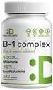 DEAL SUPPLEMENT vitamin B1 500mg med benfotiamin, 240 kapsler - 2 i 1 Forbedret formel - fedt & vand Opløselig thiamin B1 supplement - tredjepart testet, ikke-GMO, ingen gluten