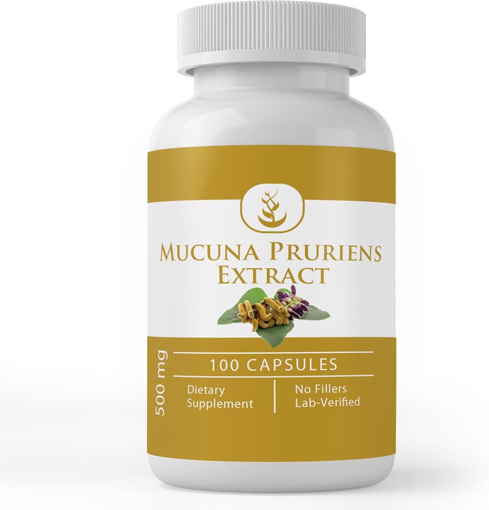 PURE ORIGINATIONELLE INGREDIENSER Mucuuna Pruriens, (100 kapsler) Altid ren, ingen tilsætningsstoffer eller fyldstoffer, Lab Verified