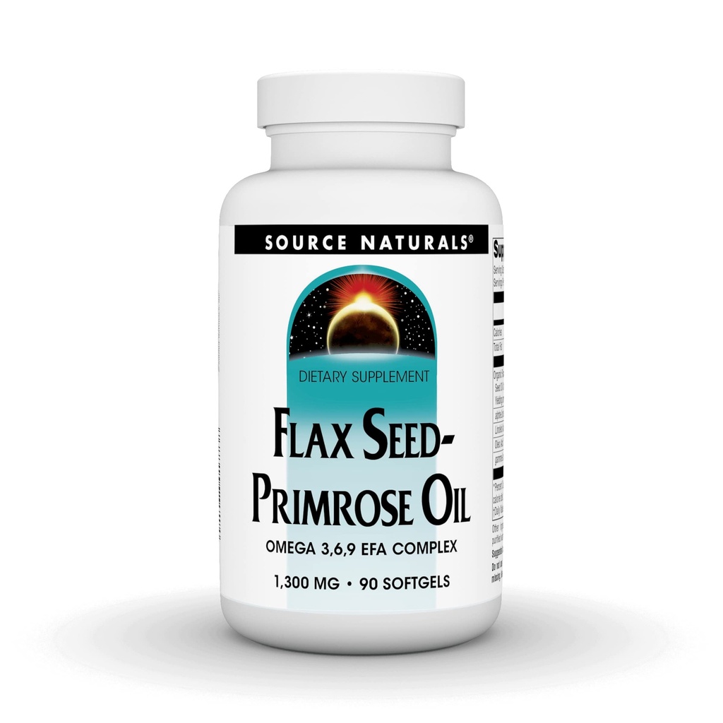 Source Naturals Flax Seed- Primrose Oil, Omega 3,6,9 EFA Complex, 1300mg - 90 Softgels