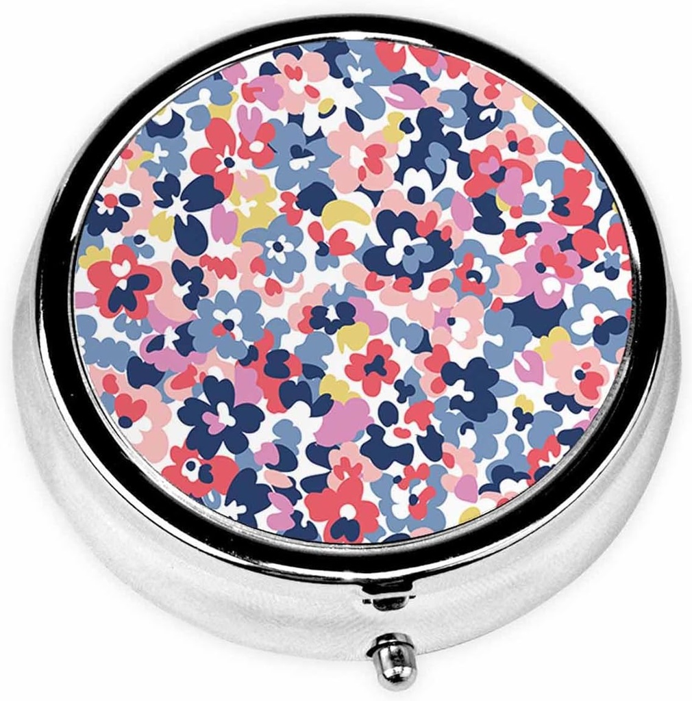 IBILIU Medicin Pill sag Vandfarve Floral Farverige Scatter Blomster Portable Pill Box til Pocket Metal Medicin Vitamin Organizer 3 Segment