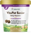 NaturVet VitaPet Senior Daily Vitamin Plus Glucosamin til hunde, 60 ct Soft Chews, Lavet i USA med Globalt kilde ingredienser