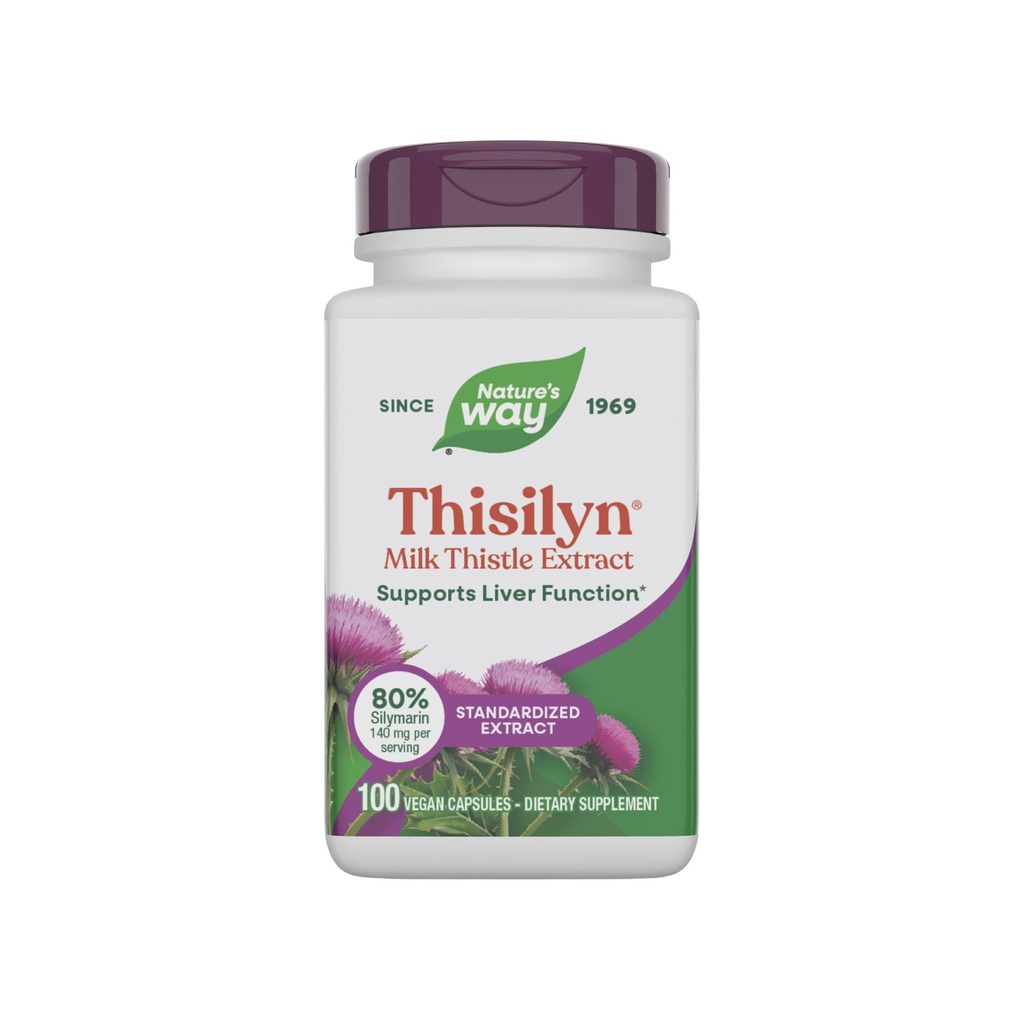 Nature 's Way Thisilyn with Standardized Milk Thistle Extract, Understøtter leverfunktionen *, Silymarin, Vegan, 100 kapsler (Packaging May Vary)