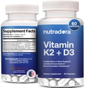 Vitamin D3 K2 kapsler til mænd og kvinder - K2 D3 Vitamin supplement til sundt hjerte og ben støtte, immunsystem & blodcirkulationshjælp, Formuleret i USA, 60 Veggie kapsler