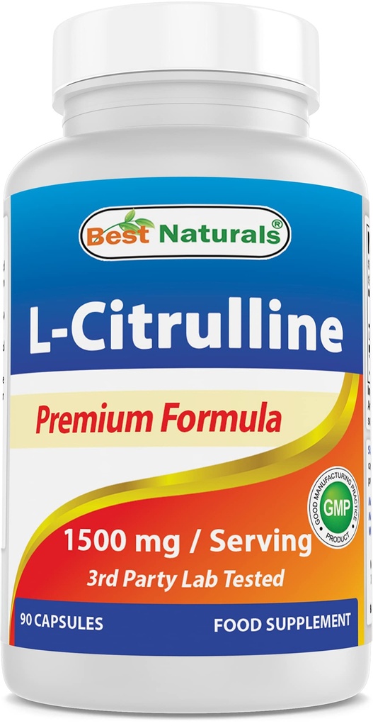 Bedste Naturals L- Citrullin kapsler - 1500mg / Servering - Non- GMO - Gluten Free - 90 Kapsler (90 Greve (pakke med 1))