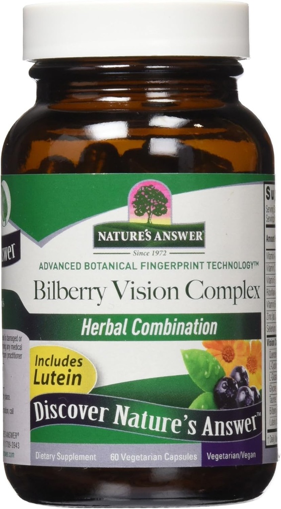 Naturens svar Bilberry Vision Complex for Eyes Vegetariske Kapsler, 60- Greve nogensinde 124; fremmer samlet øje sundhed