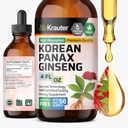 BIO KRAUTER Koreansk Rød Ginseng Uddrag Flydende - Alkohol & Sukker Free Panax Ginseng Supplement - Vegansk immunforsvar Supplement - 4 Fl. Oz.