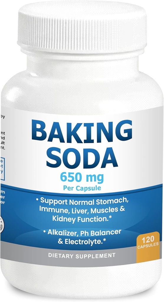 Naturlige bagning Soda kapsler - 650mg bagning Soda tabletter til Nyre & Mavesyre - Natriumbicarbonat piller, Bicarbonat Soda, Bicarbonat de Sodio para Tomar, Natriumbicarbonat 650 mg tabletter