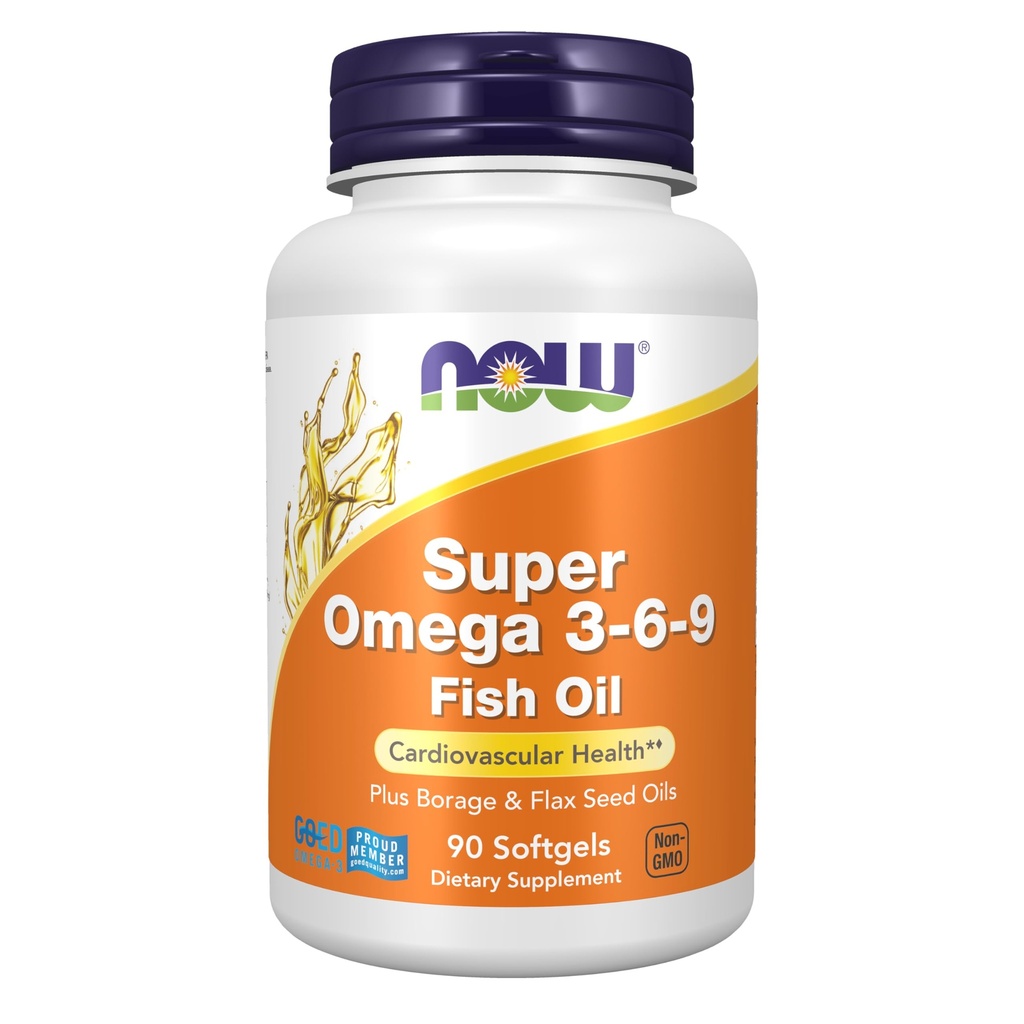 NU Kosttilskud, Super Omega 3-6-9 1200 mg med en blanding af Fisk, Borage og Hør Seed Olies, 90 Softgels