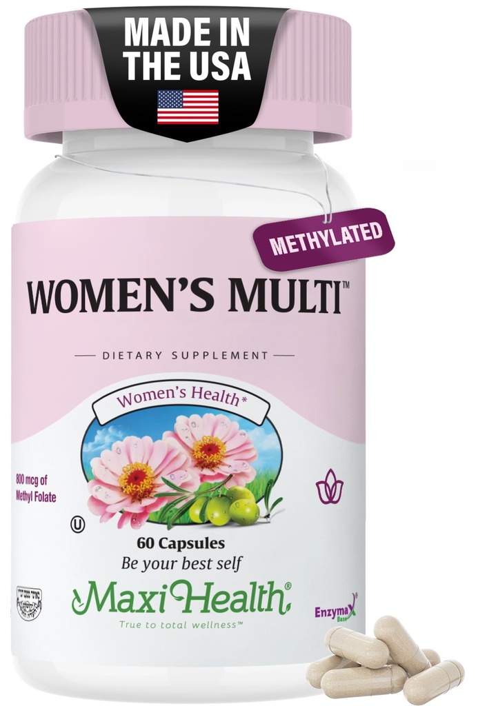 Kvinder Multivitamin - Essential Multivitamin til kvinder med 23 nøglevitaminer C, D, B6, B12, Calcium, Probiotika, Biotin & mere - Energi, Hud, Nails & Gut Health Support - Kosher (60 kapsler)