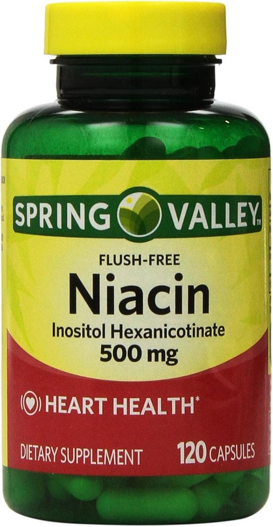 Spring Valley - Flush Free Niacin (B-3) 500 mg, 240 kapsler (2 flasker á 120)
