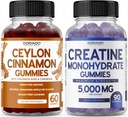 Ceylon Cinnamon (60 Greve) - Berberine & Ginseng til fordampning Samlet Wellness Support og Creatine Monohydrat (90 Gummies) Lækre Blå Hindbær Tyggegummi Afmærket Supplement - Ikke GMO & Lavet i USA
