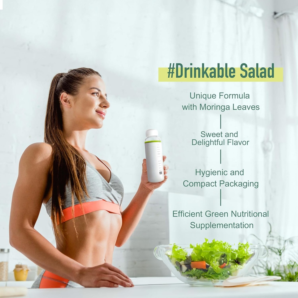 Fremtidens salat drik mix pulver, Drinkbar salat, Frugter, Moringa blade, Grøntsager, 7 Pakker