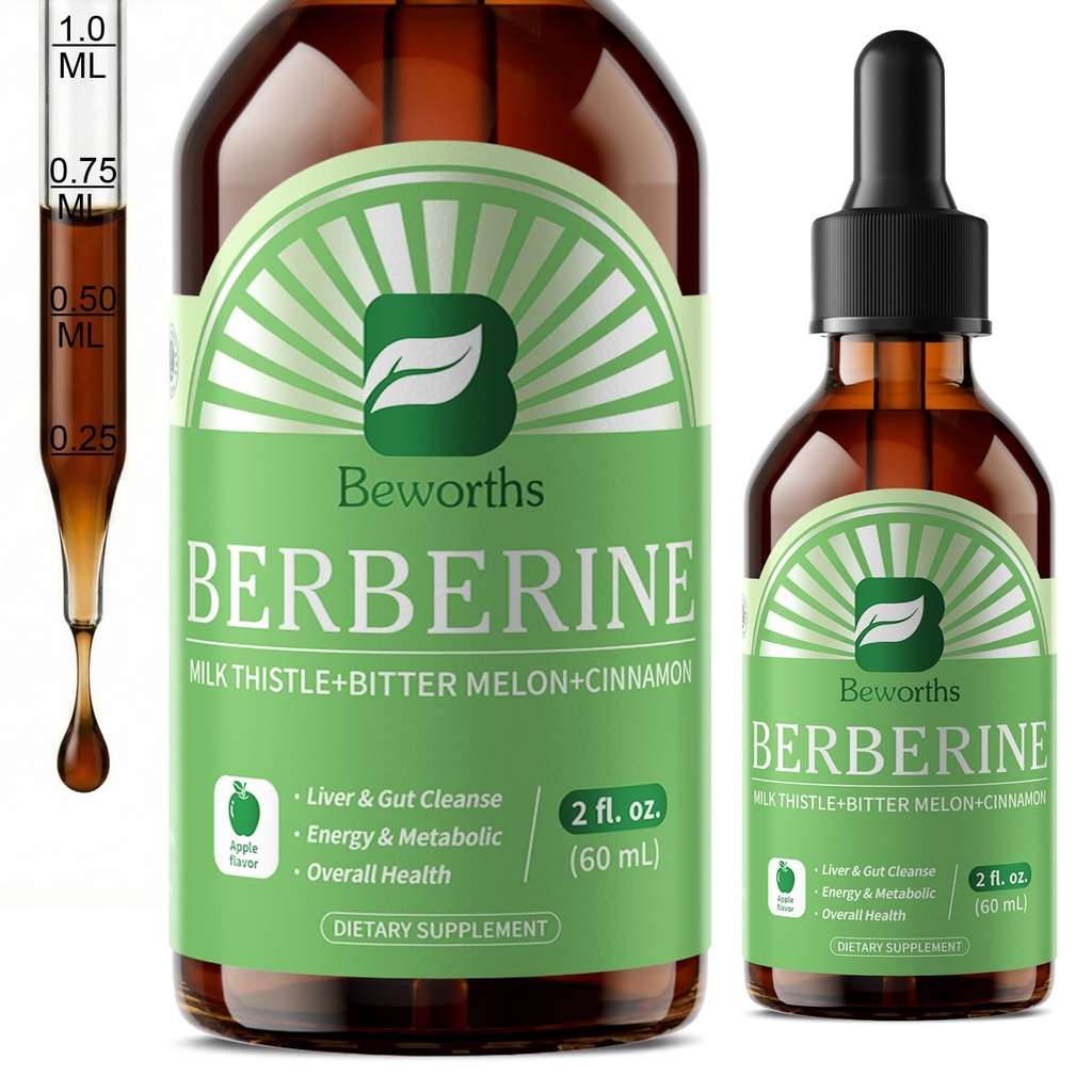 Berberine HCL tillæg med Ceylon Cinnamon - Liposomal Berberine Phytosome Flydende dråber med gurkemeje, Ceylon Cinnamon, Bitter Melon, Milk Thistle, AMPK Activator for fordøjelsesstøtte