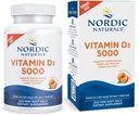 Nordic Naturals Vitamin D3 5000, Orange - 200 Mini Soft Gels - Støtte til sunde knogler, mad og immunsystem - Vegetarisk - Non- GMO - 200 Servere