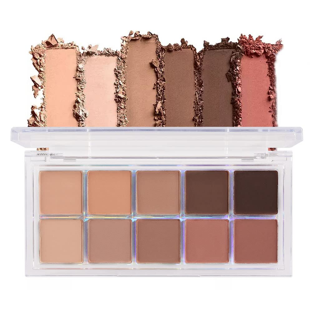 BINGBRUSH 10 Farver Brown Eyeshadow Pallet, Varm Toned High Pigmented Matte Eyeshadow, Natural Neutral Eyeshadow Ultimate Makeup Palette, Vibrant Make up paller Kit