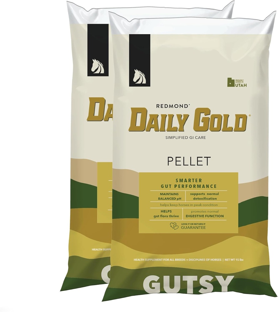 REDMOND Daily Gold Pellets Stress Relief, Natural Healing Clay for Gastric ulcers in Horses (2 Pack)