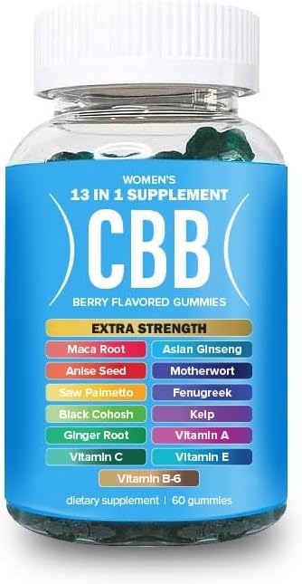 CBB Kvindernes Multivitamin Gummies C124; 13- in-1 Blend med essentielle vitaminer & planteekstrakter (Maca, Anise & More) C124; Berry Flavor C124; 1 flaske (60 Gummies)