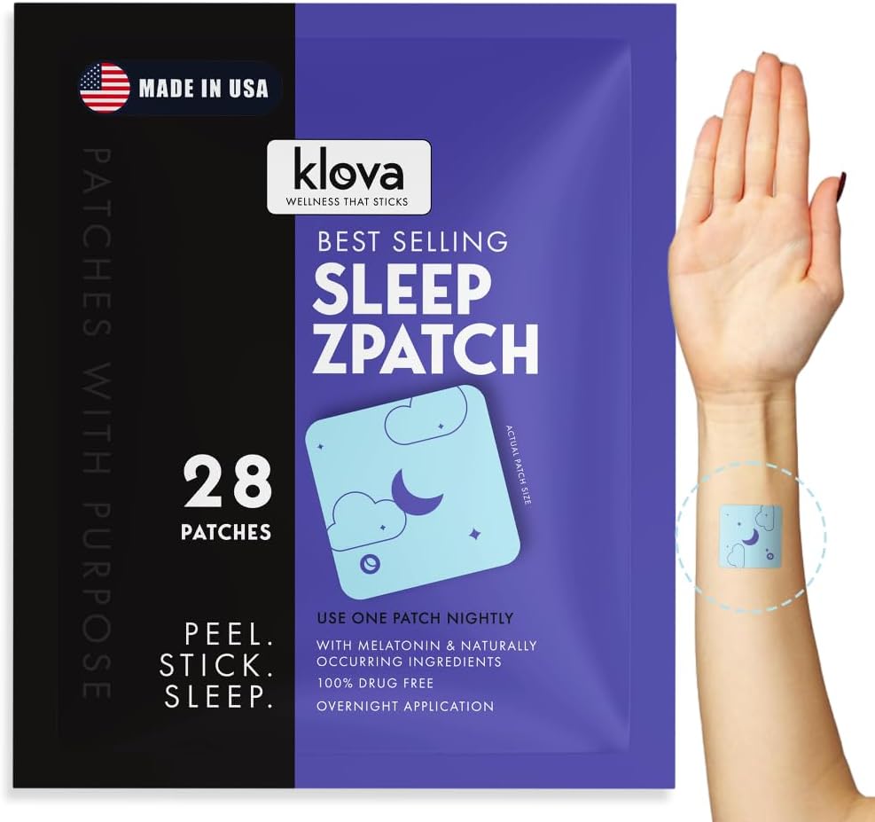 Klova ZSleep Patches for admirals against 124; Natural Sleep Aid med Melatonin, Ashwagandha, Valerian, GABA & L- Theanine Measter 124; Fall Assein Hurtigere, Stay Assein Longer & Wake Up Refreshed Measure 124; 28 Sleep Patches