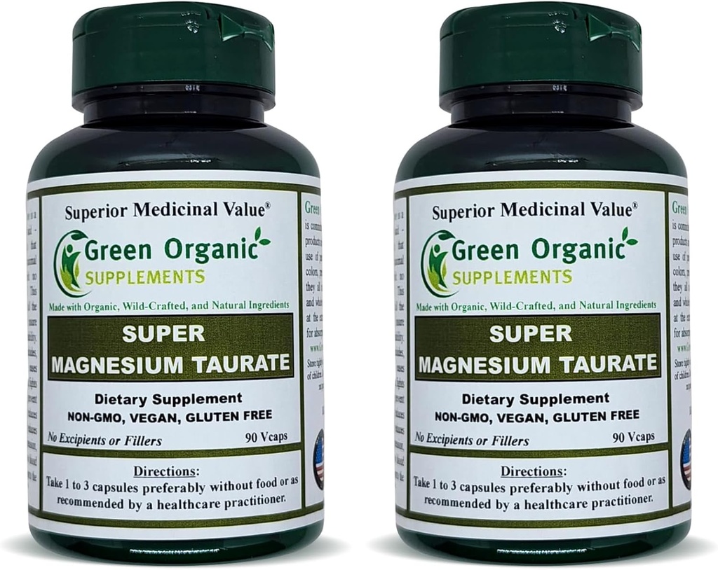 Magnesium Taurat, High Absorbable, 90 VCs, Non- GMO, Vegan, & Gluten Free, Lavet med Organic, Wild- fremstillet, og naturlige ingredienser (pakke af 2)